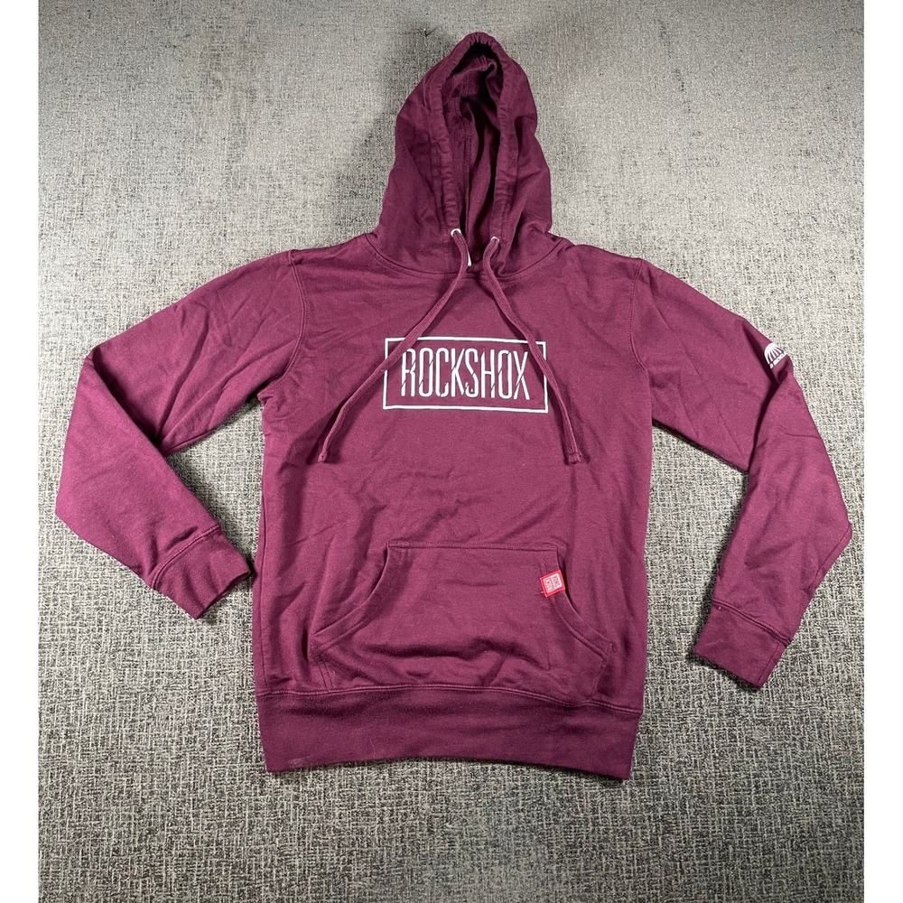 RockShox Hoodie Maroon Burgundy Hoodie Mens Small World Bicycle Relief MTB